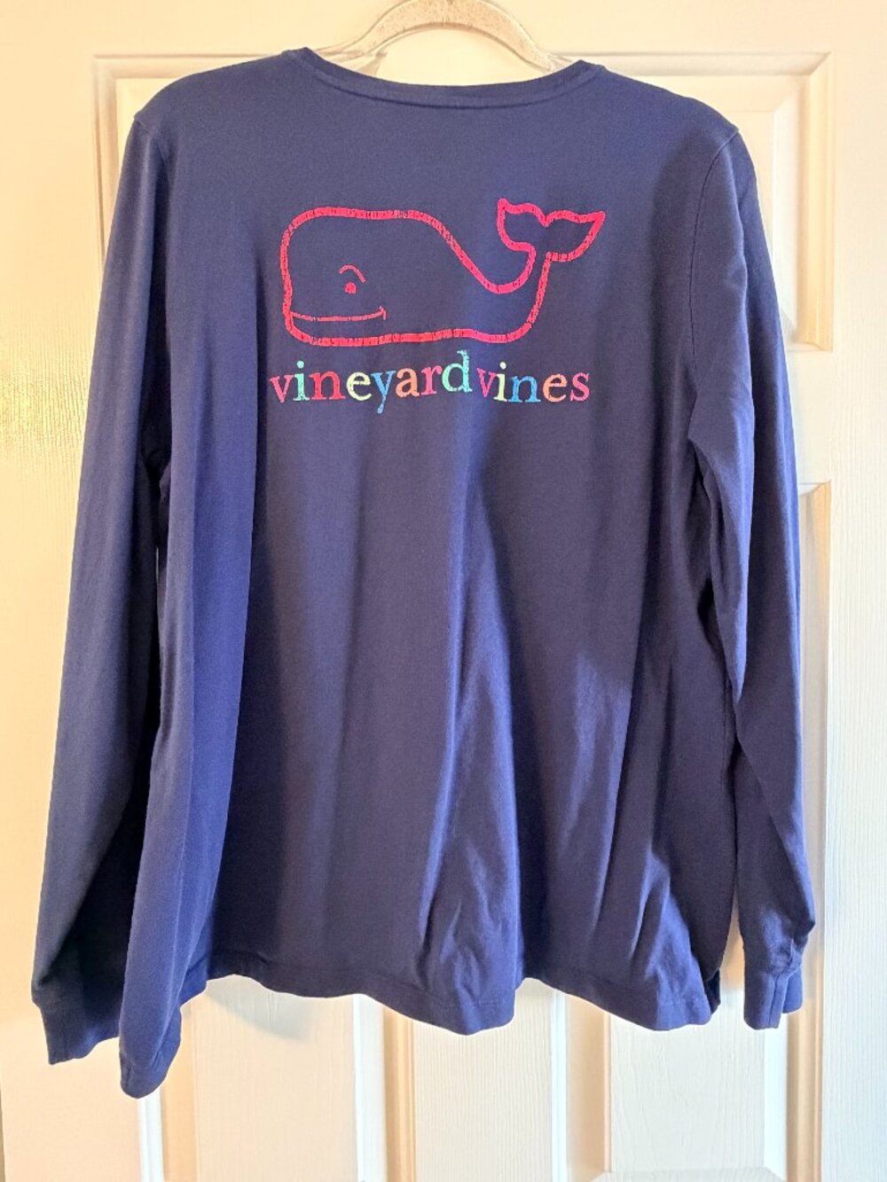 Vineyard Vines Women’s Long Sleeve Whale Logo Pocket Tee Navy Blue XL EUC